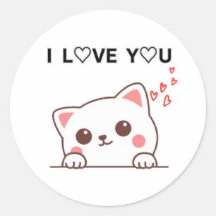 I love you cat  classic round sticker