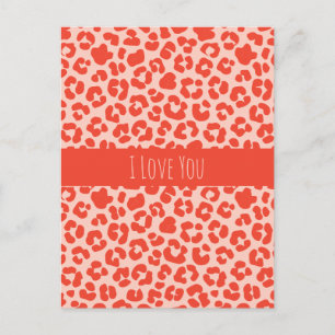 I Love You Cheetah Print Pattern Postcard