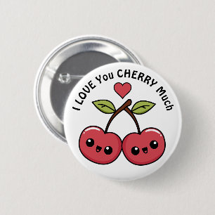 I Love You Cherry Much 6 Cm Round Badge
