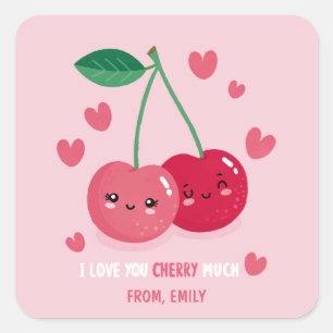 I love you cherry much Classroom Valentine Square Sticker