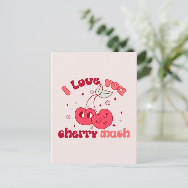 I Love You Cherry Much Postcard (Standing Front)