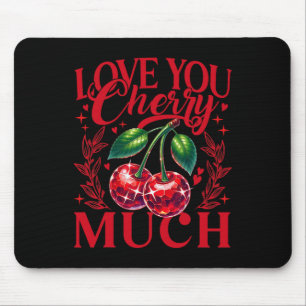 I Love You Cherry Much Strawberry Heart Disco Ll V Mouse Mat