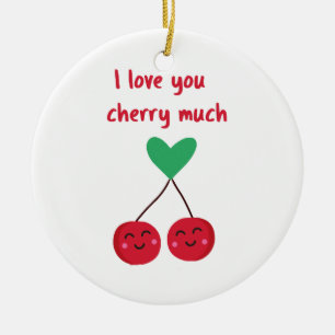 I Love You Cherry Much Valentine Ceramic Tree Decoration
