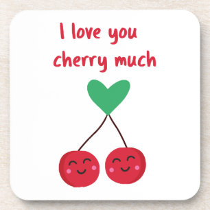 I Love You Cherry Much Valentine Coaster