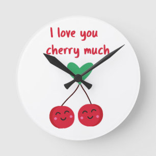 I Love You Cherry Much Valentine Round Clock