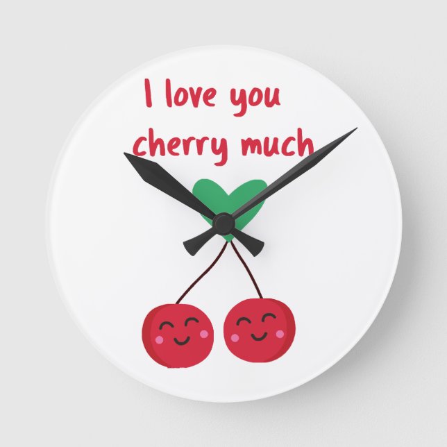I Love You Cherry Much Valentine Round Clock (Front)