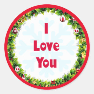 I Love You Christmas Classic Round Sticker
