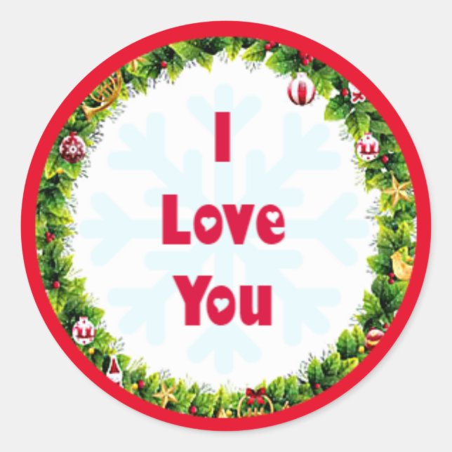 I Love You Christmas Classic Round Sticker (Front)