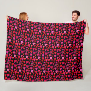 I love you, christmas heart pattern fleece blanket