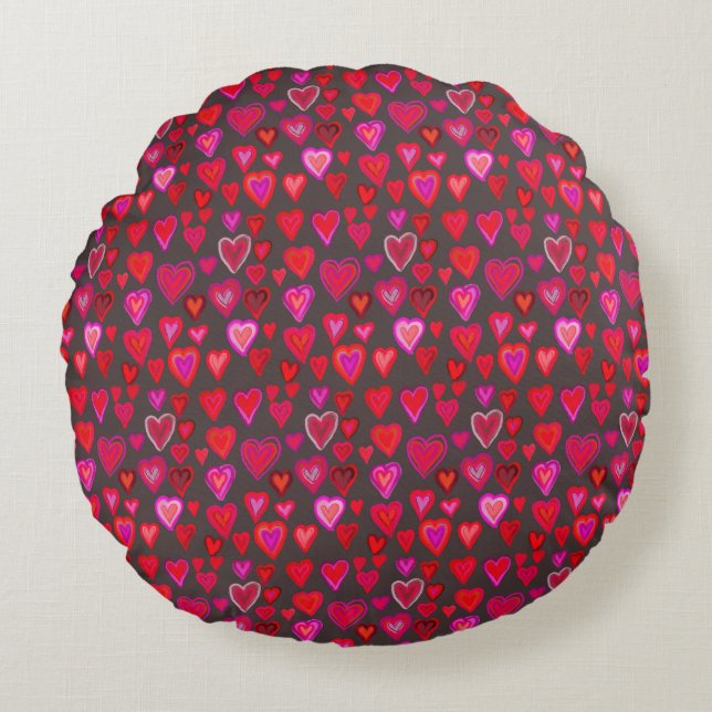 I love you, christmas heart pattern round cushion (Front)