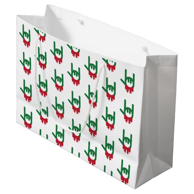 I Love You Christmas Wreath Gift Bag (Front Angled)