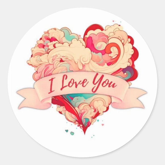 I LOVE YOU CLASSIC ROUND STICKER (Front)