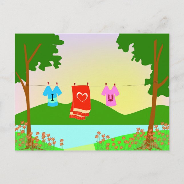 I Love You Clothes In A Clothes Line Postcard (Front)