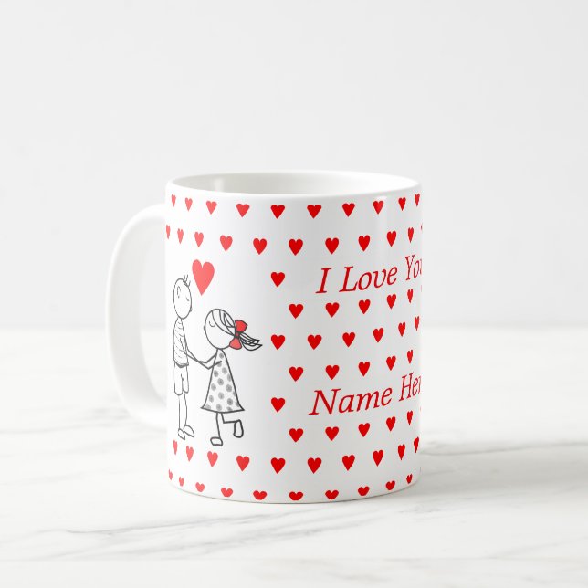 I Love You Coffee Mug Couple Gift with Custom Name (Front Left)