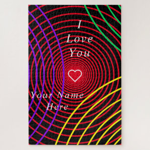 I Love You - Colored Love Circles - Add Your Name Jigsaw Puzzle