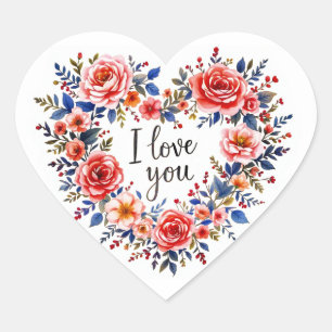 I Love You, Colourful Design, Heart Sticker