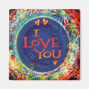 I Love You Colourful Floral Inspirivity Trendy Magnet