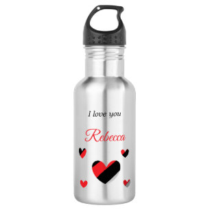 I love you colourful hearts white 532 ml water bottle