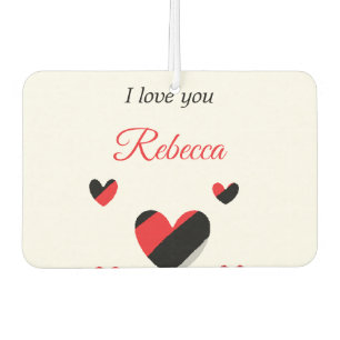 I love you colourful hearts white car air freshener