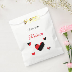 I love you colourful hearts white favour bags
