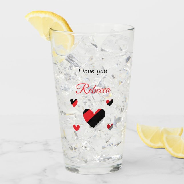 I love you colourful hearts white glass (Front Ice)