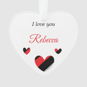 I love you colourful hearts white ornament