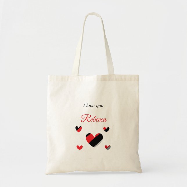 I love you colourful hearts white tote bag (Front)