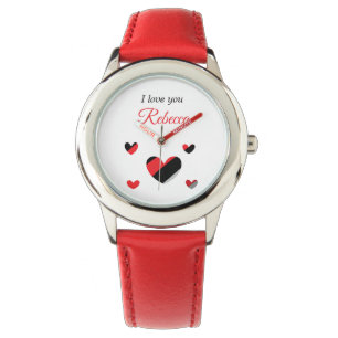 I love you colourful hearts white watch