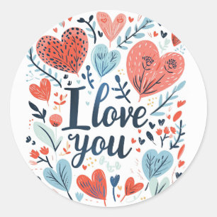 I Love You colourful message Classic Round Sticker