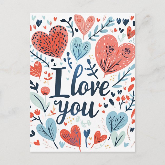 I Love You colourful message Postcard (Front)