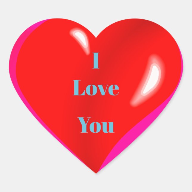 I Love You Colourful Red Heart Sticker (Front)