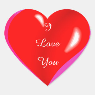 I Love You Colourful Red Heart Sticker