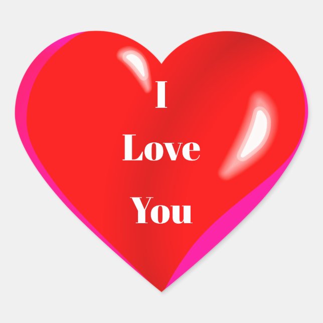 I Love You Colourful Red Heart Sticker (Front)