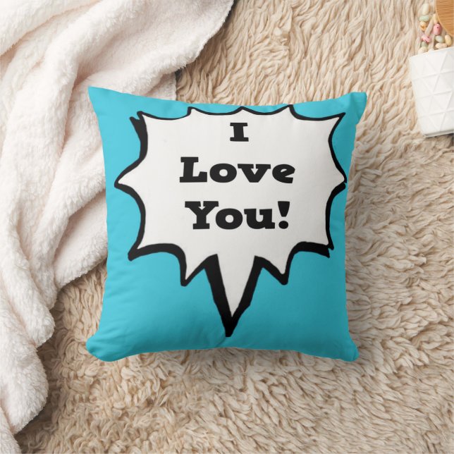 I Love You Comic Book Speech Bubble  Cushion (Blanket)