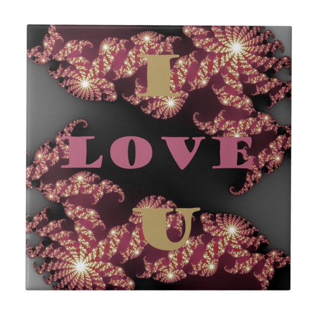 I Love You Cosmic Constellation Pattern Art Design Tile (Front)