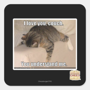 I love you, couch. square sticker