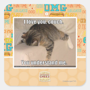 I love you, couch. square sticker