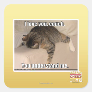 I love you, couch. square sticker