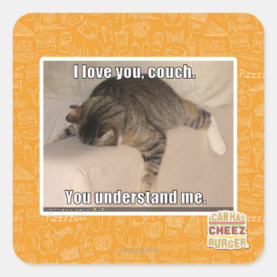 I love you, couch. square sticker