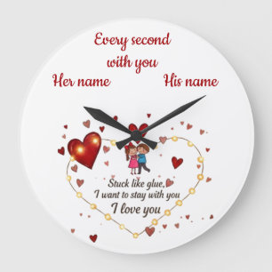 I love you Couple Aesthetic Personalised Large Clock