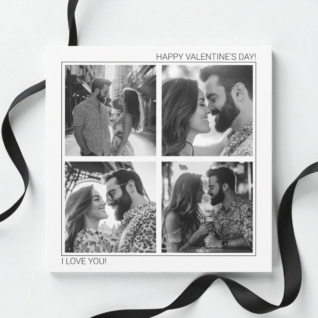 I Love You Couple Minimalist Photo Collage XOXO Holiday Card (I Love You Couple Minimalist Photo Collage XOXO Holiday Card)