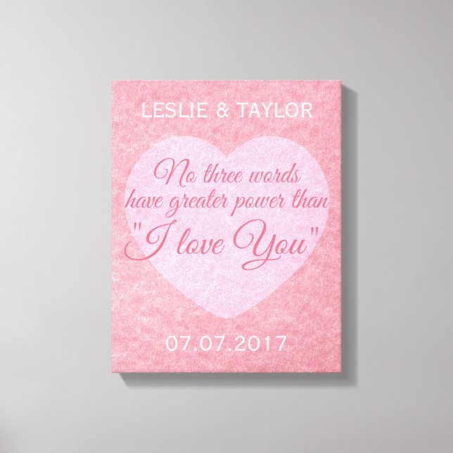“I LOVE YOU” custom names & date canvas print (Front)