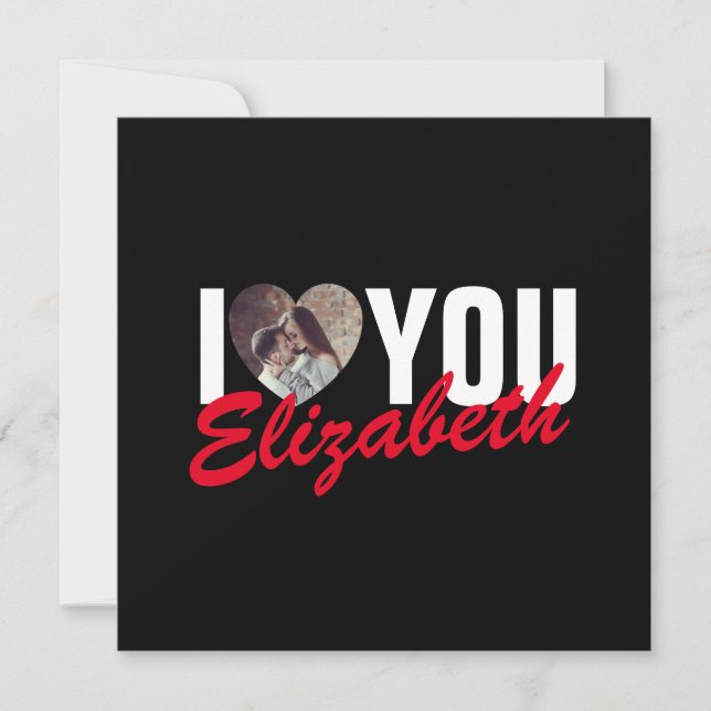 I Love You Custom Photo Heart and Name Thank You Card (Front)