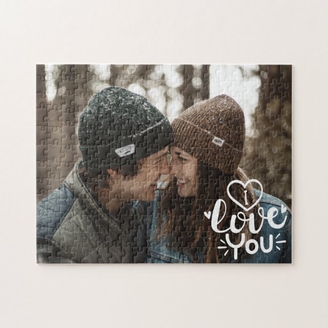 I love You Custom Photo Overlay Valentines Gift Jigsaw Puzzle (Horizontal)