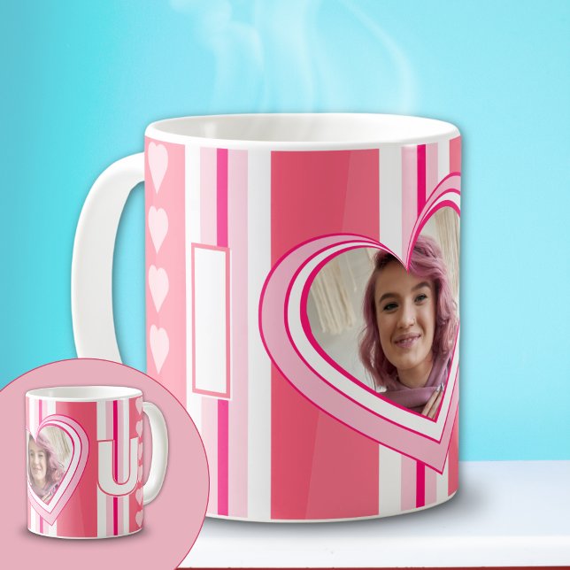 "I Love You" Custom Valentine Day Stripes Coffee Mug (Creator Uploaded)