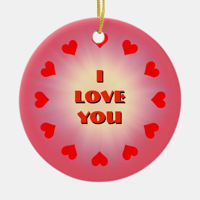 I love you (customisable) ceramic tree decoration (Front)