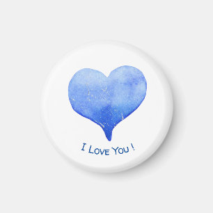I Love You Cute Blue Heart Valentine Magnet