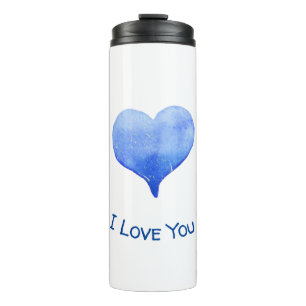 I Love You Cute Blue Heart Valentine Thermal Tumbler