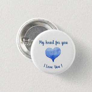 I Love You Cute Blue Heart Valentine's Day    3 Cm Round Badge