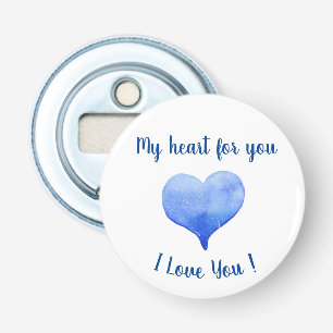 I Love You Cute Blue Heart Valentine's Day Bottle Opener